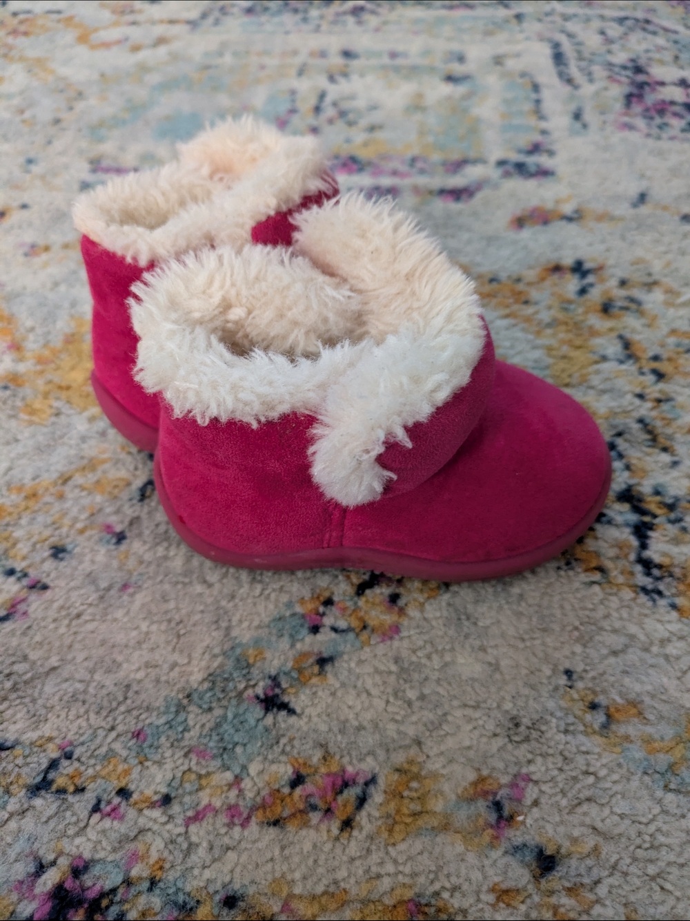 Kids Cozy Faux-Fur Lined Booties - Hot Pink